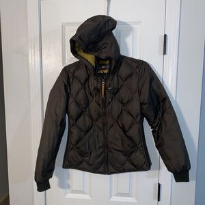 Eddie Bauer Goose Down EB 550 fill power Green Gold hooded Coat Size PM Rare